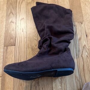 Brown Suede Slouch Boots